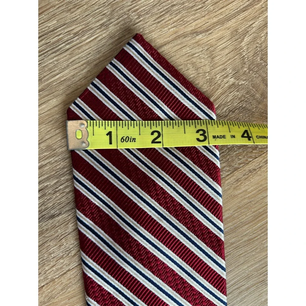 Brooks Brothers Mens Silk Necktie Burgundy Navy White Rep Stripe Made in USA